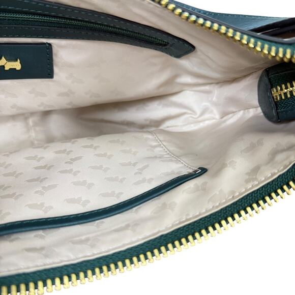 Radley London Teal Leather Hobo Shoulder Bag Purse Handbag Gold Tone Hardware - Picture 15 of 16